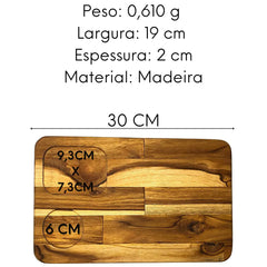Tabua Para Lanche Porção Retangular Madeira Teca A Gourmet