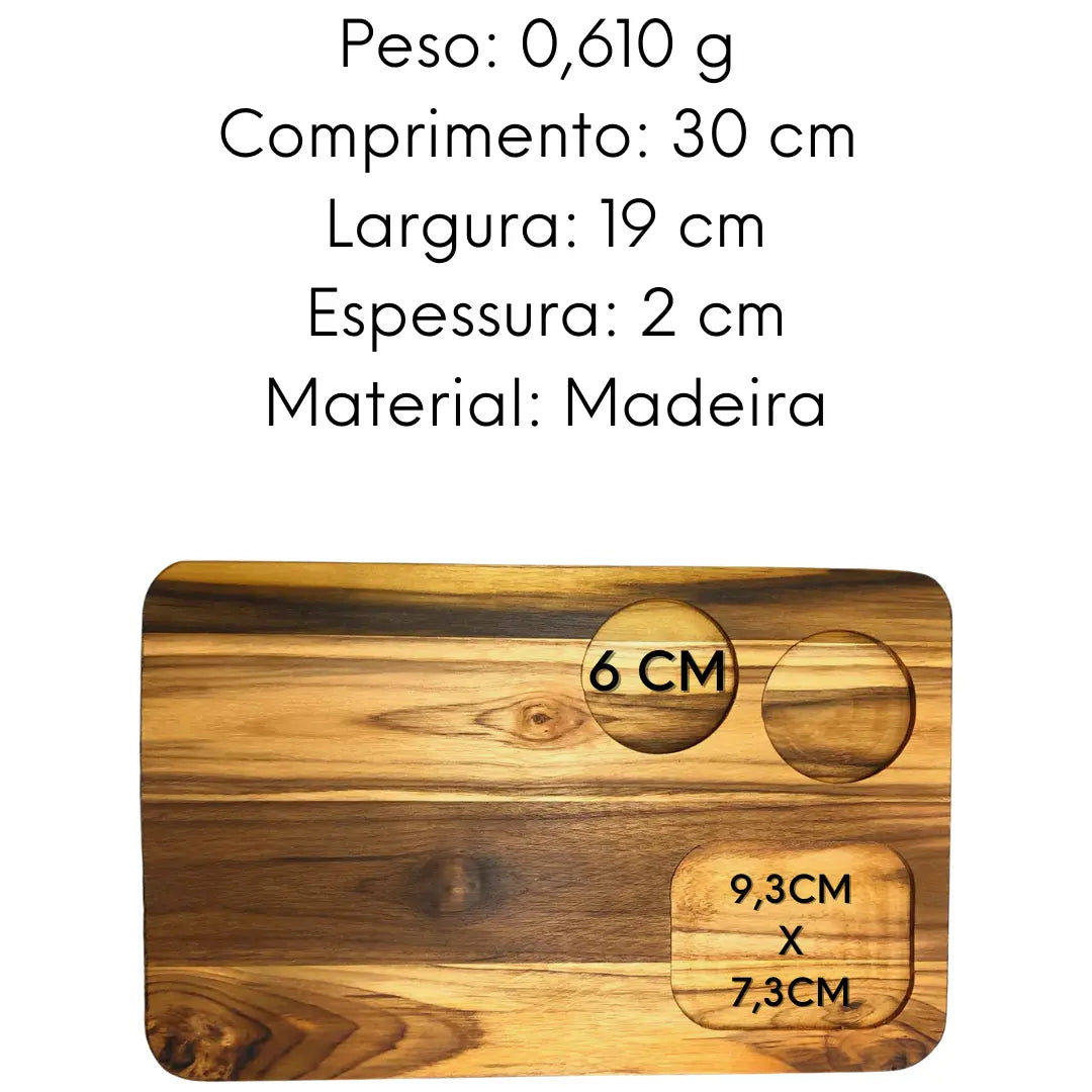 Tabua Madeira Teca Retangular 3 Furo A Gourmet