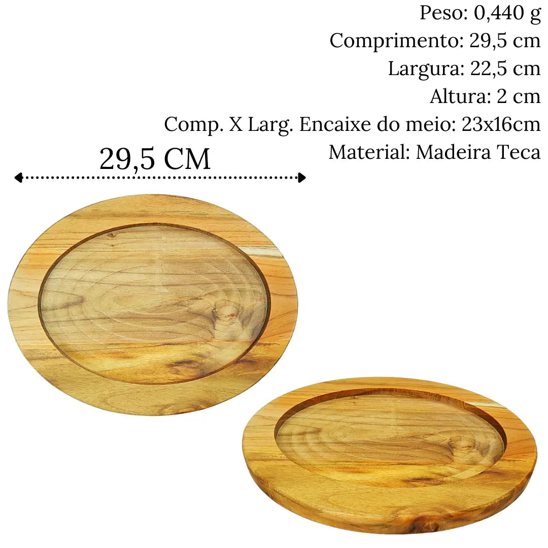 Tabua Oval Madeira Teca 29 cm A Gourmet