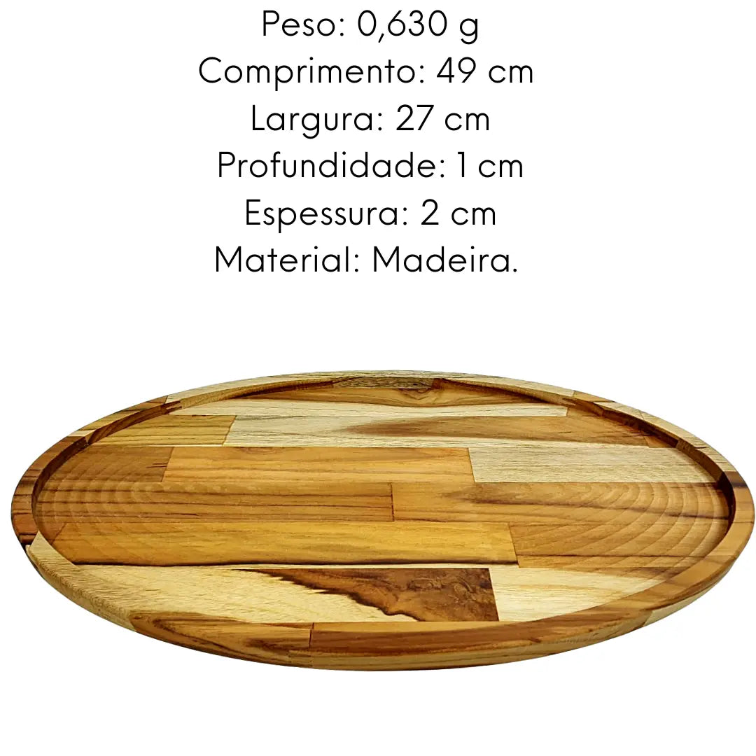 Tabua Oval Rebaixada Madeira Teca A Gourmet