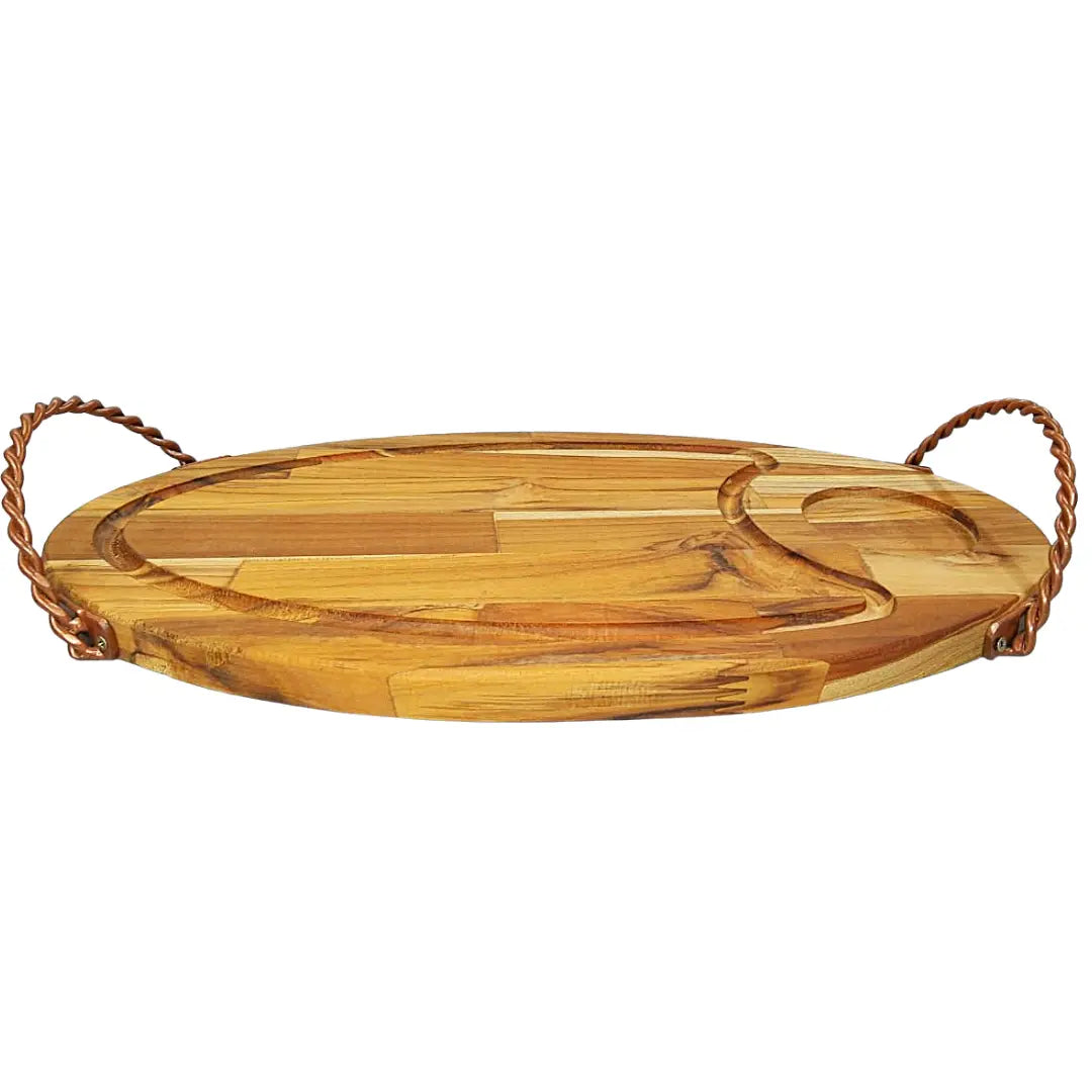 Tabua Madeira Oval C/ Alça Ferro 45cm A Gourmet