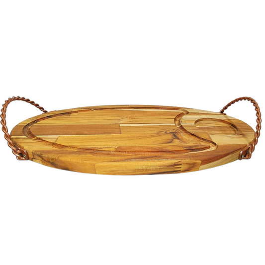 Tabua Madeira Oval C/ Alça Ferro 45cm