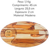 Tabua Madeira Teca Oval 1 Furo