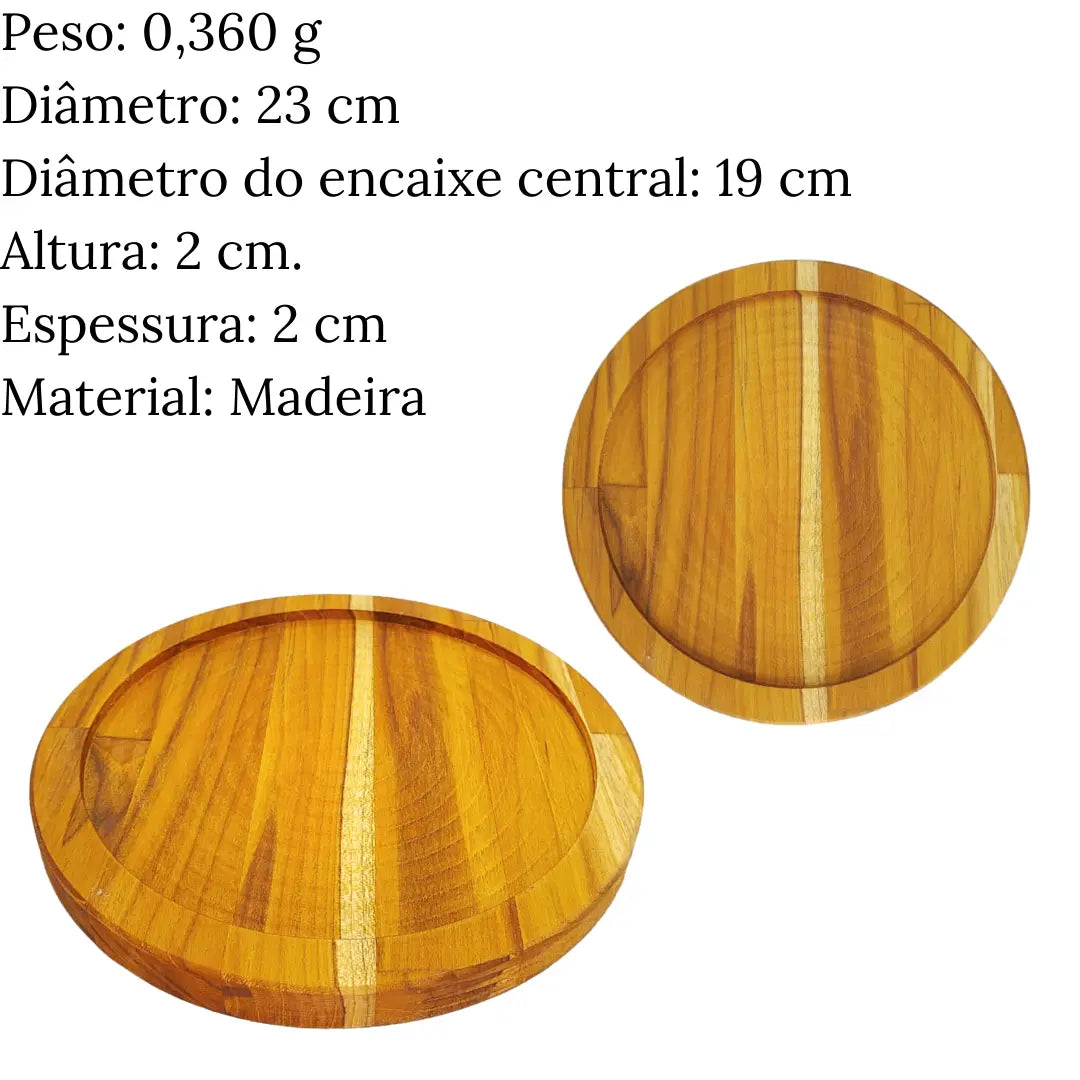 Tabua Madeira Teca Redonda Pergaminho A Gourmet