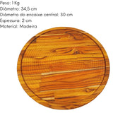 Tabua Suporte Pizza Madeira Teca Redonda A Gourmet