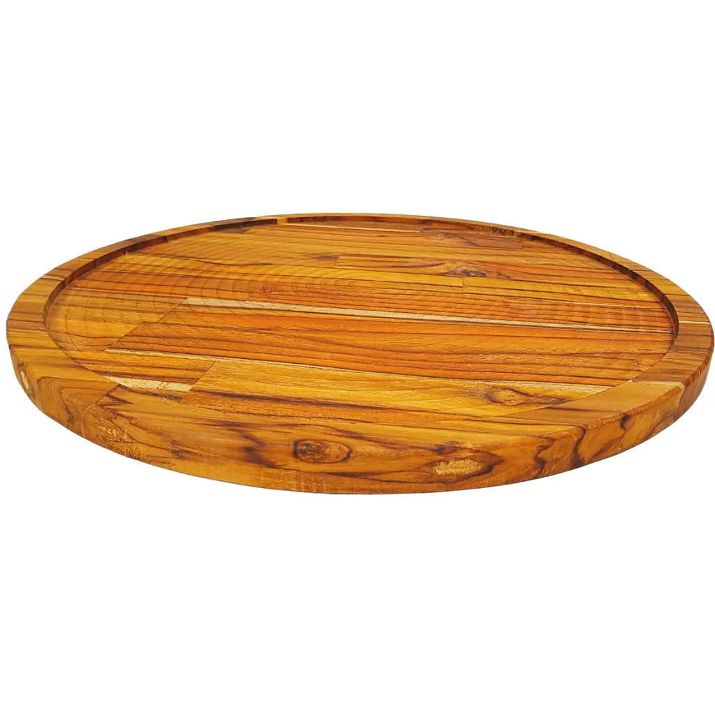 Tabua Suporte Pizza Madeira Teca Redonda A Gourmet