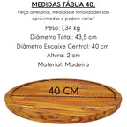 Tabua Suporte Redondo Em Madeira C/ Encaixe 40cm A Gourmet
