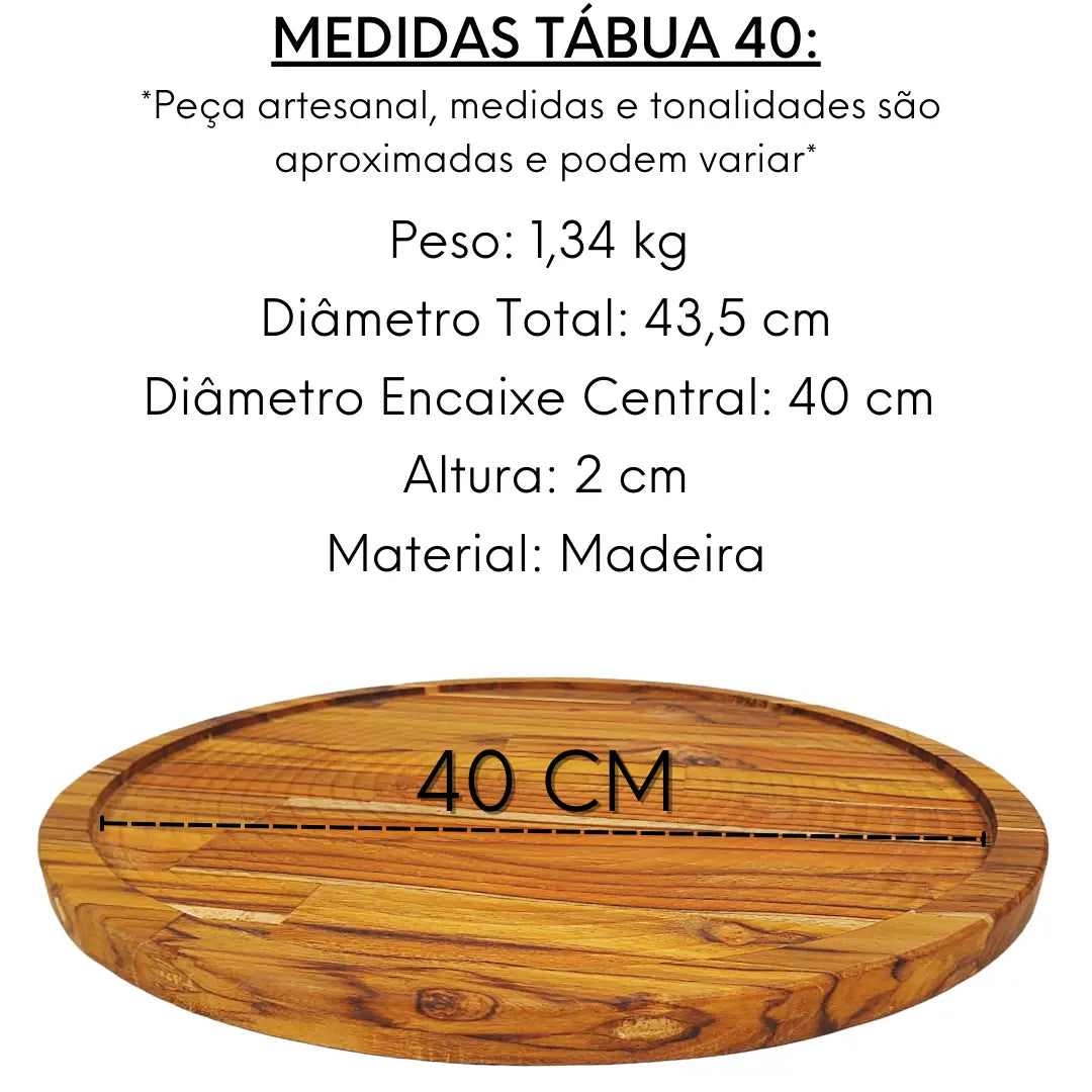 Tabua Suporte Redondo Em Madeira C/ Encaixe 40cm A Gourmet