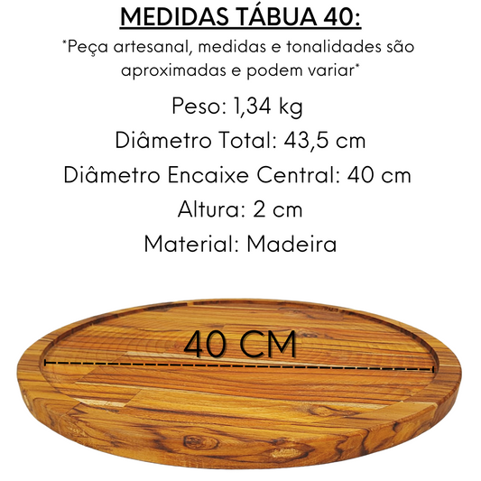 Tabua Suporte Redondo Em Madeira C/ Encaixe 40cm