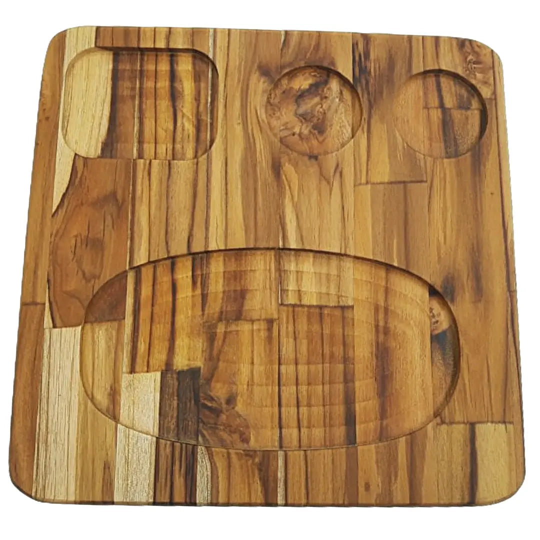 Tabua Madeira Teca Quadrada 4 Furos A Gourmet