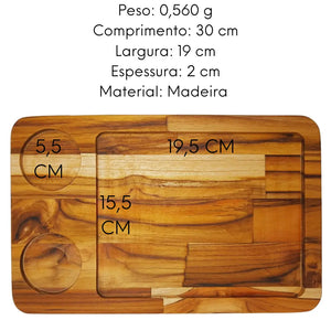 Tabua Madeira Teca Retangular A Gourmet