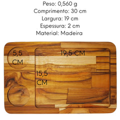 Tabua Madeira Teca Retangular A Gourmet