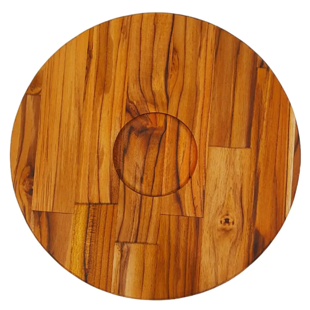 Tabua Redonda Madeira Teca 1 Furo A Gourmet