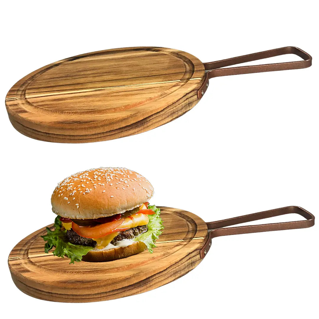 Suporte Tábua De Madeira 22cm Redonda C/ Alça A Gourmet