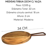 Suporte Tábua De Madeira 22cm Redonda C/ Alça