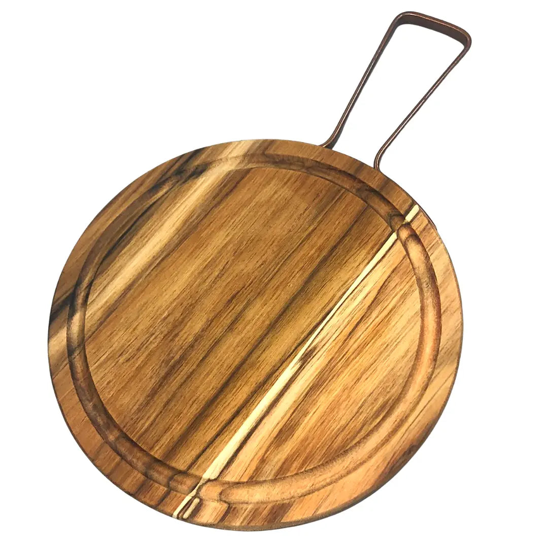Suporte Tábua De Madeira 22cm Redonda C/ Alça A Gourmet