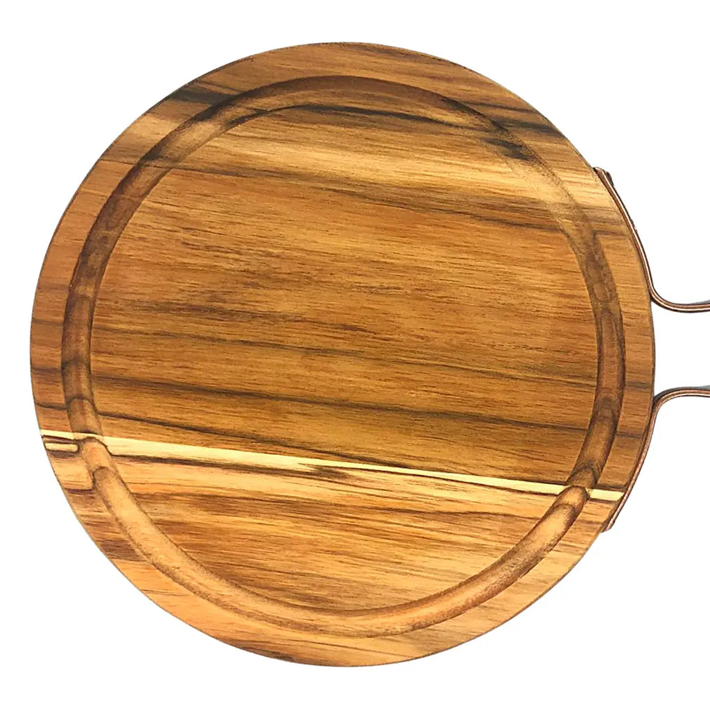 Suporte Tábua De Madeira 22cm Redonda C/ Alça A Gourmet