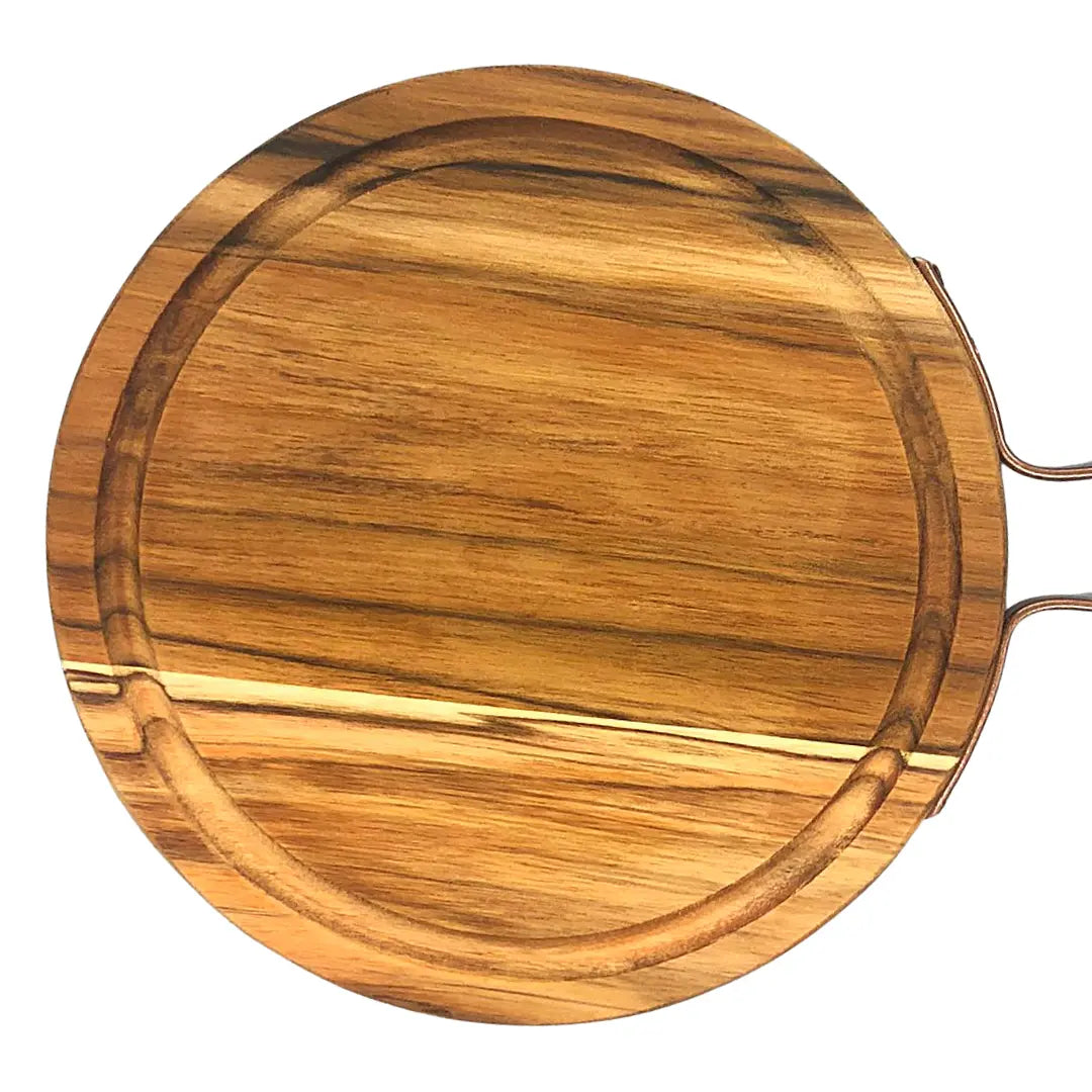 Suporte Tábua De Madeira 22cm Redonda C/ Alça A Gourmet