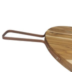 Tabua De Madeira Teca Redonda C/ Alça Facil Manuseio A Gourmet