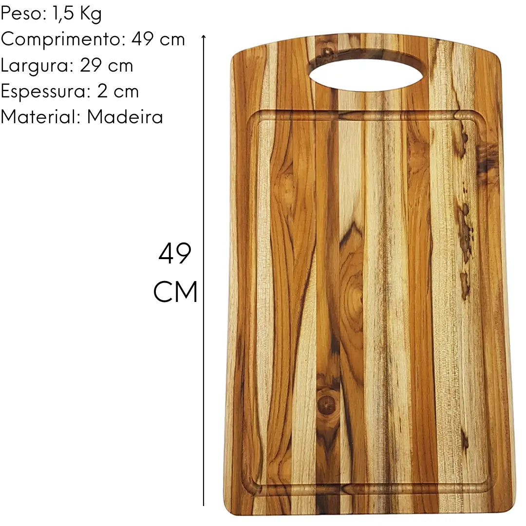 Tabua Retangular Grande Madeira Teca A Gourmet