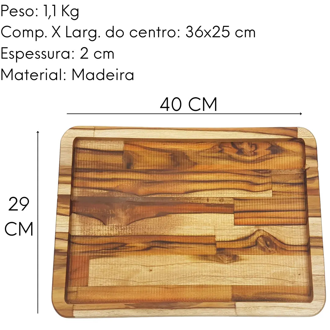 Tabua Retangular Madeira Teca A Gourmet