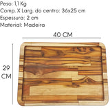 Tabua Retangular Madeira Teca A Gourmet