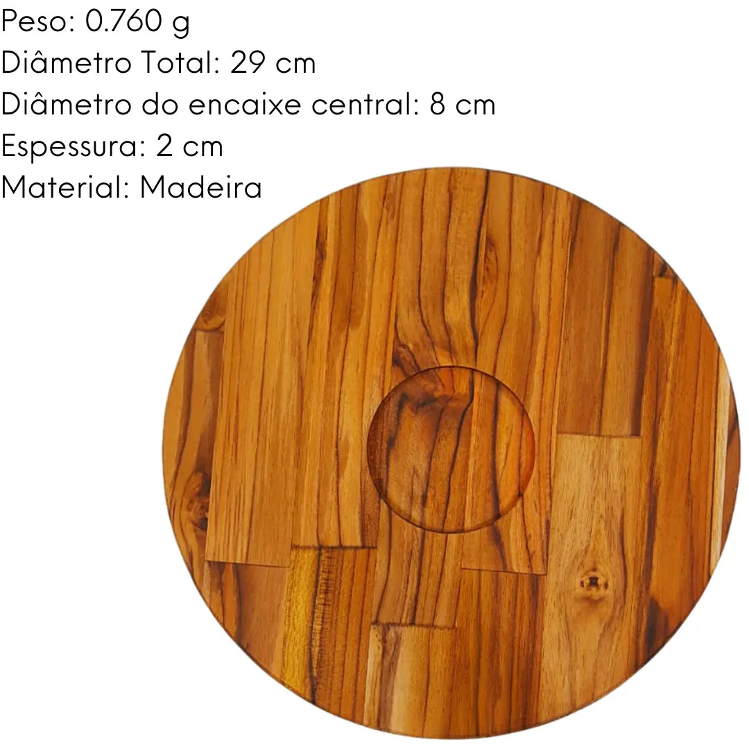 Tabua Redonda Madeira Teca 1 Furo A Gourmet