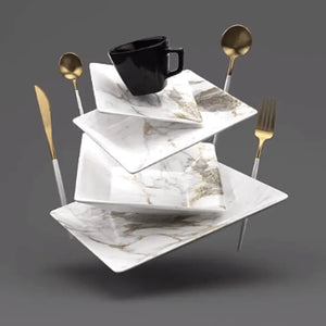 Prato Sobremesa Quartier Golden Stone 20cm Quadrado Oxford