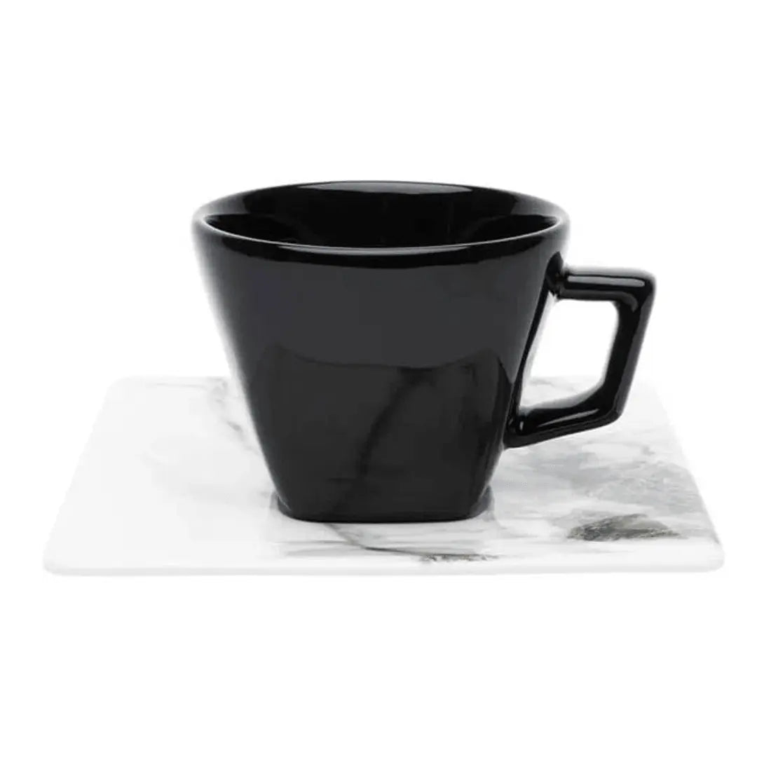 Xicara Cha Grande C/ Pires Quadrado Golden Stone Porcelana Oxford