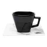 Xicara Cha Grande C/ Pires Quadrado Golden Stone Porcelana Oxford