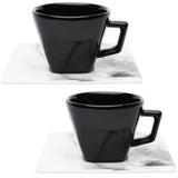 Xicara Cha Grande C/ Pires Quadrado Golden Stone Porcelana Oxford
