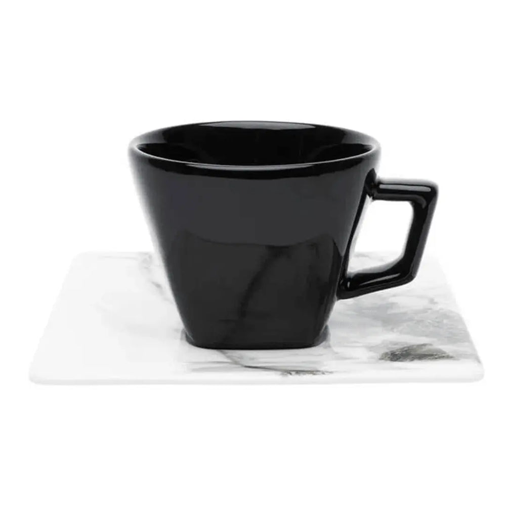 Xicara Cha Grande C/ Pires Quadrado Golden Stone Porcelana Oxford