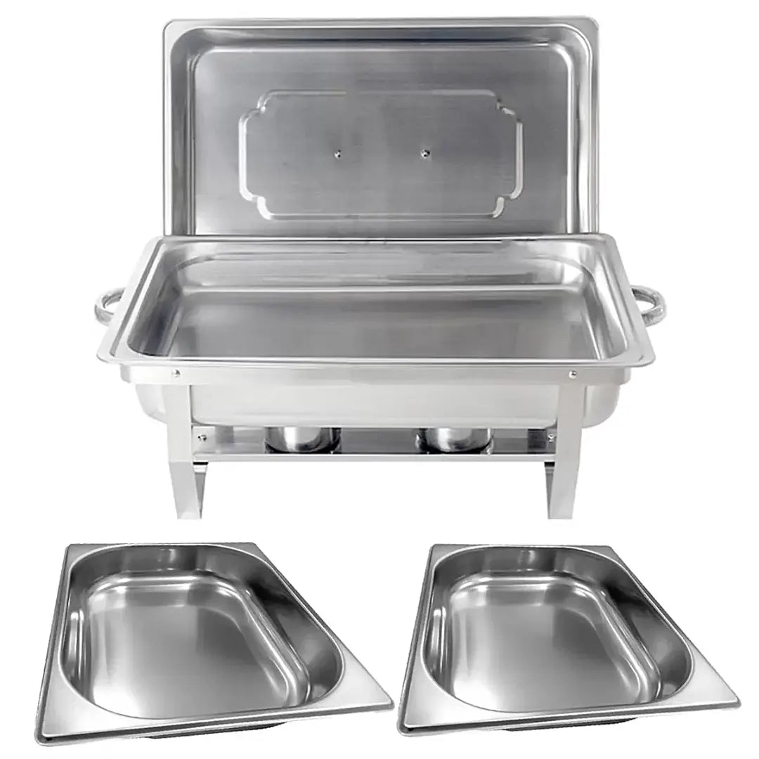 Rechaud Inox C/ 2 Cubas 2 Queimadores Tampa E Suporte GP