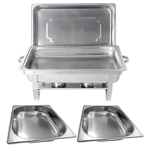Rechaud Inox C/ 2 Cubas 2 Queimadores Tampa E Suporte GP