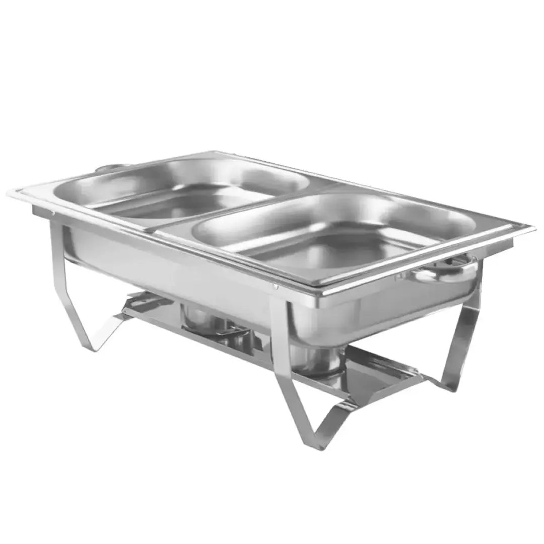 Rechaud Inox C/ 2 Cubas 2 Queimadores Tampa E Suporte GP