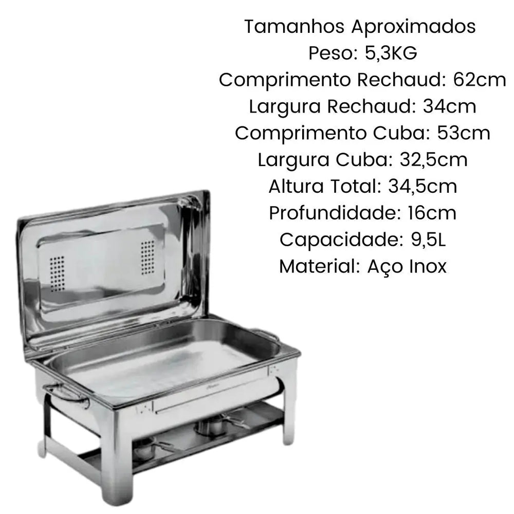Rechaud C/ 1 Cuba 1/1 9,5l Tampa Móvel TecnoCuba