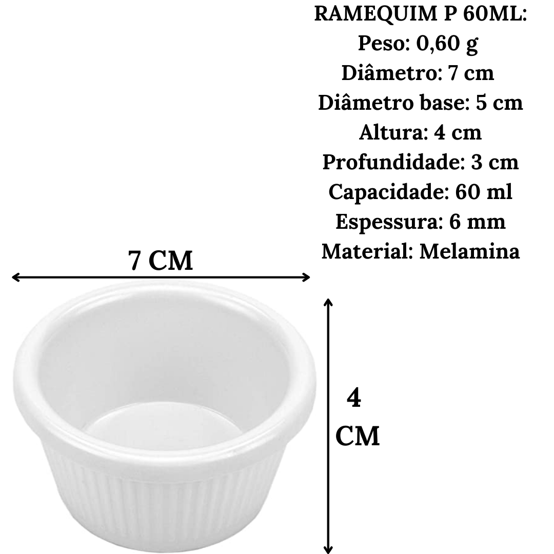 Ramekim Melamina 60 ML Branco Gourmet Mix
