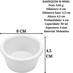 Ramekim Melamina 90 ML Branco Gourmet Mix