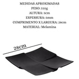 Prato Quadrado Melamina Black Gourmet Mix