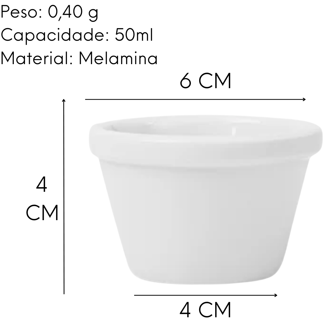 Ramekim Branco Melamina 50ml Liso Gourmet Mix