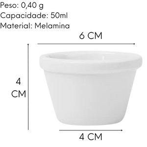 Ramekim Branco Melamina 50ml Liso Gourmet Mix