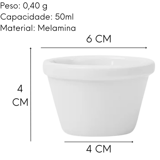 Ramekim Branco Melamina 50ml Liso