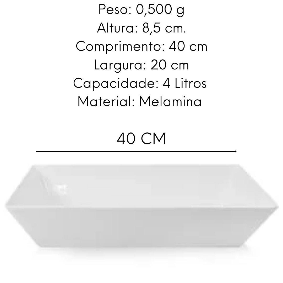 Travessa Retangular Funda Melamina Gourmet Mix
