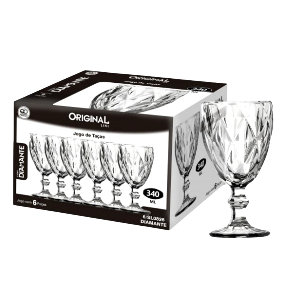 Taça Diamante Agua 340 ML de Vidro Original