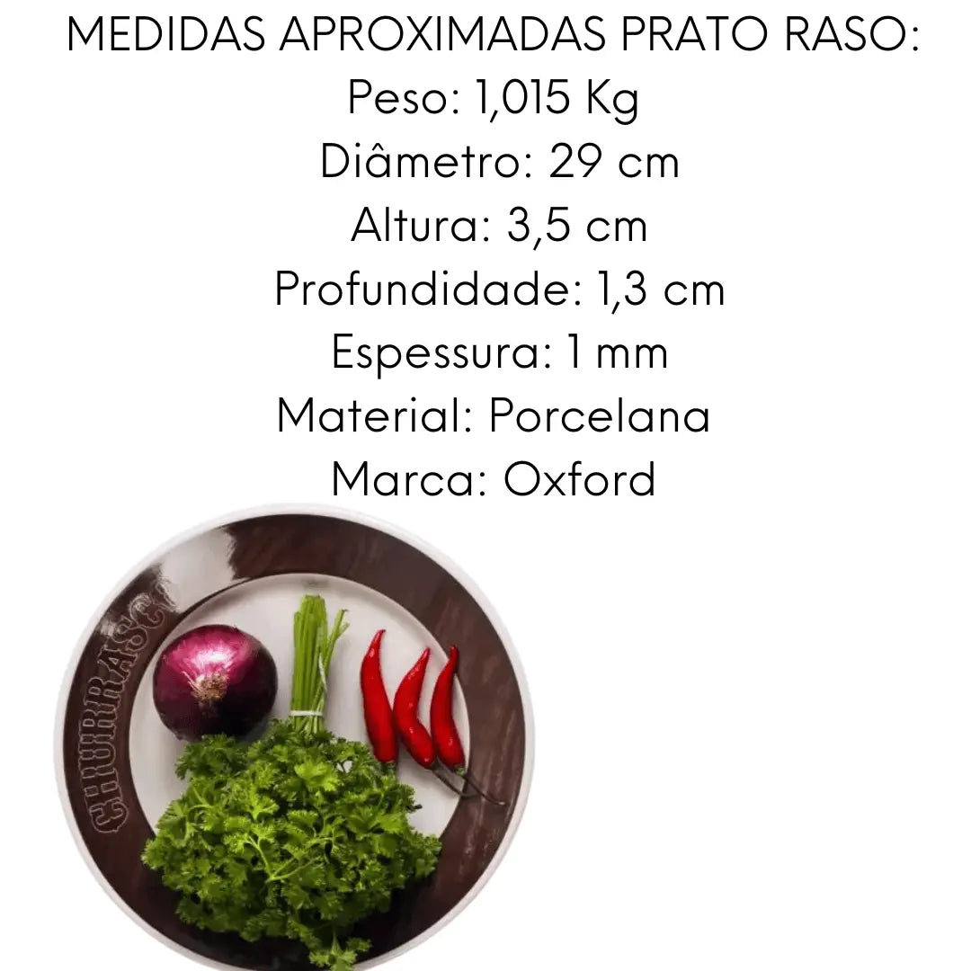 Prato Raso Churrasco Oxford Porcelana Oxford