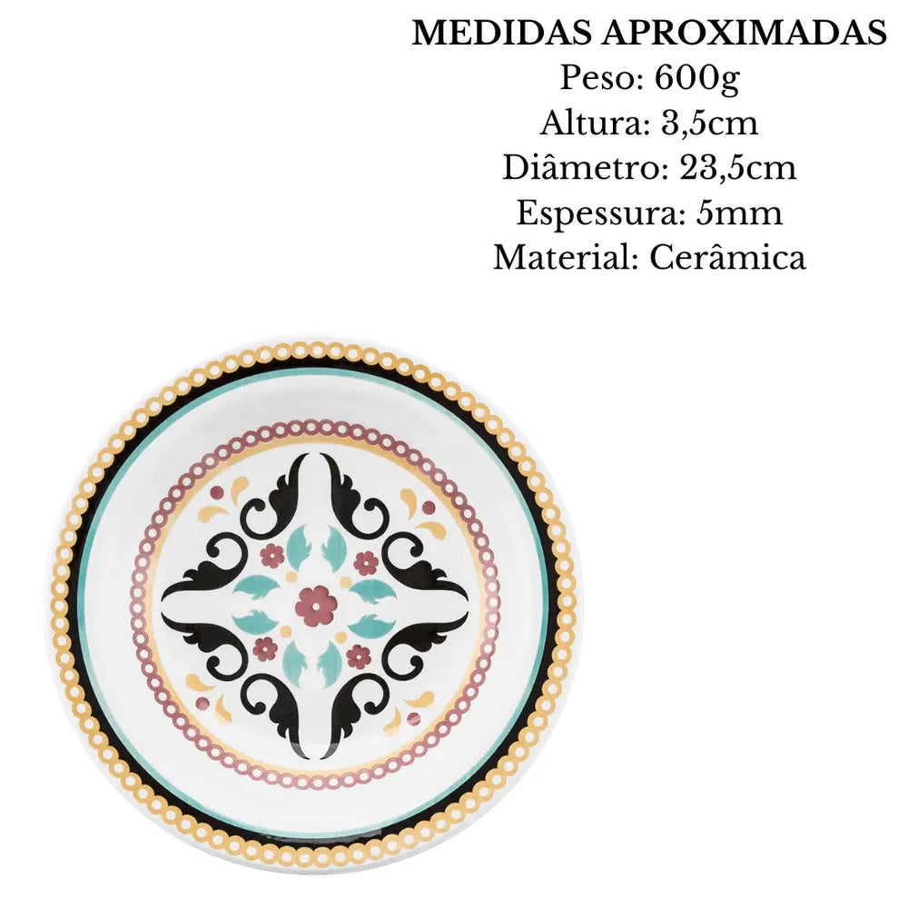 Prato fundos Floreal Luiza 23 cm Oxford Oxford