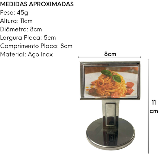 Display de Mesa Profissional em Aço Inox com 8 cm.