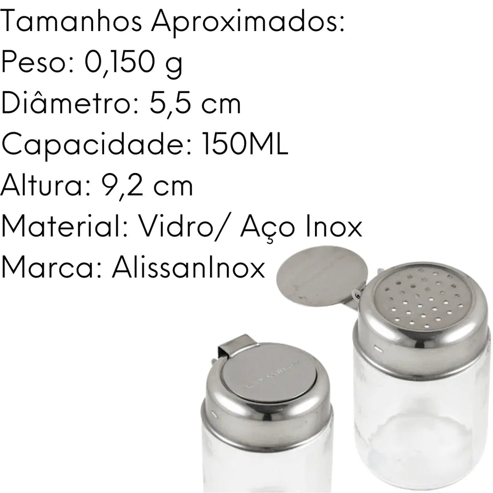 Porta Tempero C/ Tampa Em Aço Inox Alissan
