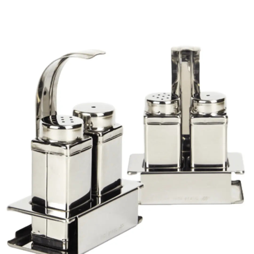 Kit Saleiro Paliteiro com Suporte em Aço Inox 13 cm. Alissan