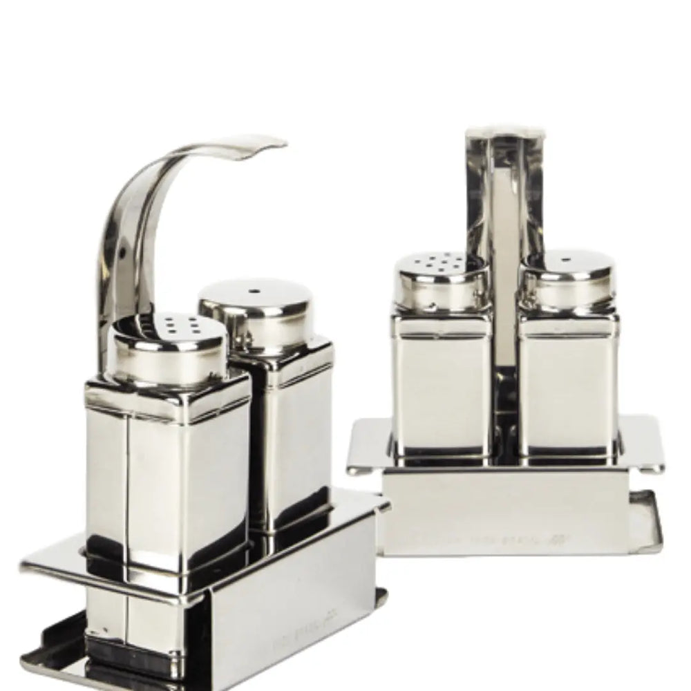 Kit Saleiro Paliteiro com Suporte em Aço Inox 13 cm. Alissan